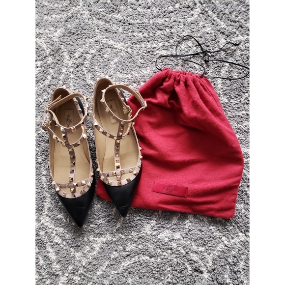 Valentino Garavani Rockstud Caged Ballerina Flats - Picture 4 of 8